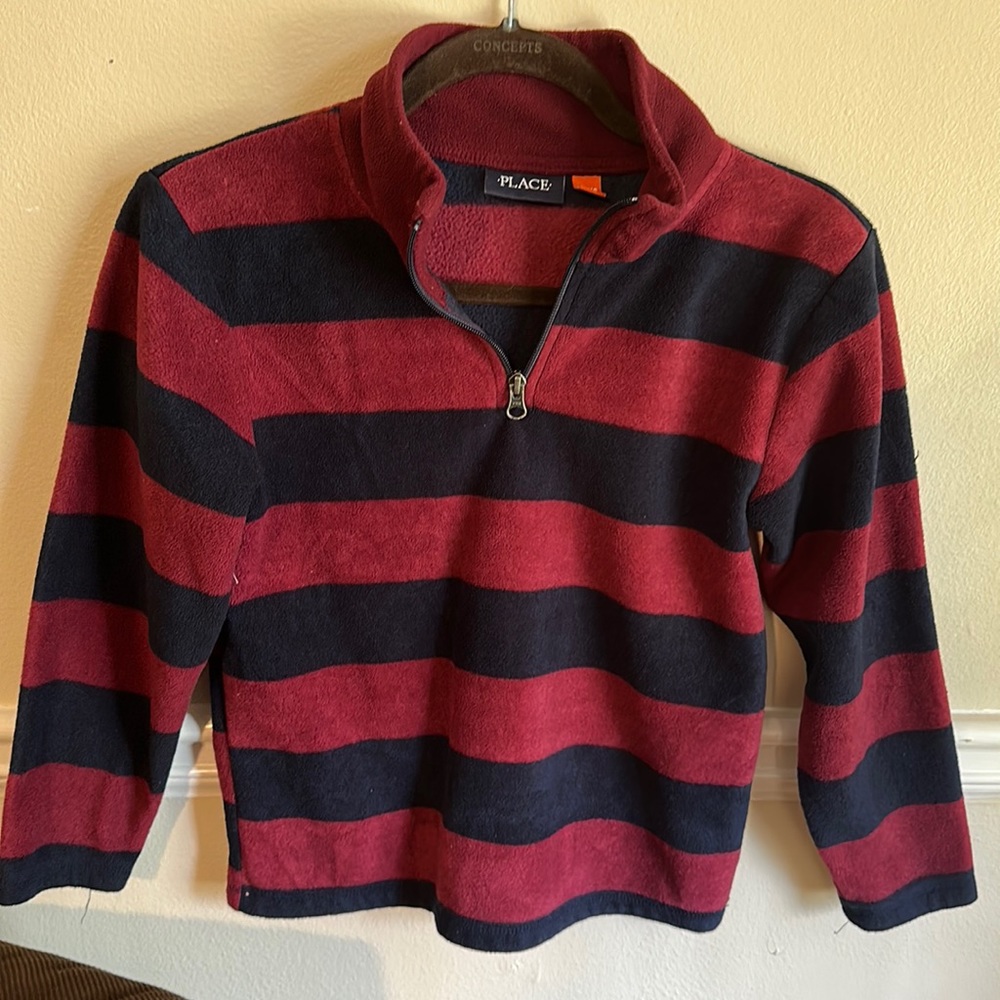 Children’s place boys, fleece pull over sweater blue, and burgundy